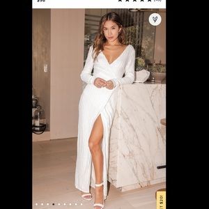 Lulus Love Lasts Forever White Sequin Long Sleeve Maxi Dress